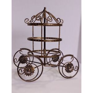 MyGift Bronze Toned Metal Carriage Earring Display Stand with Rotating Carousel